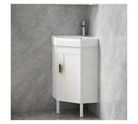 Meuble d'angle de salle de bain - Évier utilitaire en céramique avec kit de vidange pour petits espaces, buanderie, buanderie, garage, cave, utilisation intérieur/extérieur