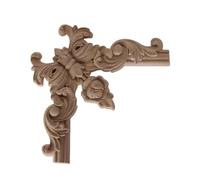 Meuble d'angle en bois d'hévéa avec ornement rétro sculpté de feuilles florales, figurines en bois, A48, 4