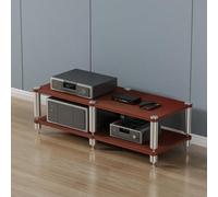Meuble d'angle en teck à 2 couches pour médias AV - Meuble stéréo et rack - Console TV moderne - Meuble de maison élégant pour salon