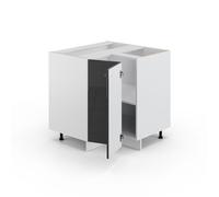 Meuble d'angle Fame-Line, 80.5cm , PT Anthracite, Anthracite Haute brillance, Blanc, Vicco