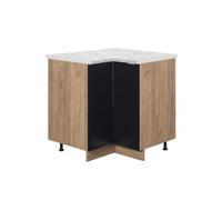 Meuble d'angle Fame-Line, 80.5cm, PT Marbre, Noir rayé/Chêne de force doré, Vicco 50799