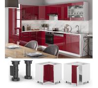 Meuble d'angle Fame-Line, 80.5cm sans PT, Rouge bordeaux Haute brillance/Blanc, Vicco 34783