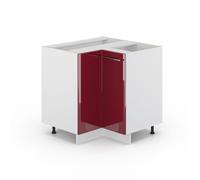 Meuble d'angle Fame-Line, 80.5cm sans PT, Rouge bordeaux Haute brillance, Blanc, Vicco
