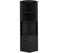 Meuble d'angle Kava Beijing, avec porte-bouteilles, 180.6 CM H X 46.9 CM L X 46.9 CM P, Noir