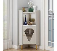 Meuble d'angle peu encombrant avec portes, étagère d'angle réglable en hauteur, présentoir Curio, table d'angle élégante avec support en métal, parfaite pour n'importe quelle pièce