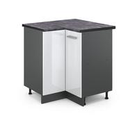 Meuble d'angle R-Line, 75.6cm, PT Anthracite, Blanc Haute brillance/Anthracite, Vicco 45422