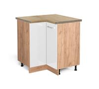 Meuble d'angle R-Line, 75.6cm , PT Chêne, Blanc Haute brillance, Chêne de force doré, Vicco