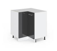 Meuble d'angle R-Line, 75.6cm sans PT, Anthracite Haute brillance/Blanc, Vicco 29254