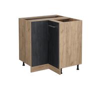 Vicco meuble d'angle R-Line, 75.6 cm sans plan de travail, Béton noir/Chêne de force doré