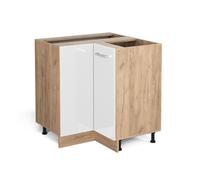 Vicco Meuble d'angle R-Line, Blanc Haute Brillance/Chêne de Force doré, 75.6 cm sans Plan de Travail