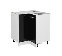 Vicco Meuble d'angle R-Line, Noir Haute Brillance/Blanc, 75.6 cm sans Plan de Travail
