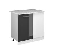 Meuble d'angle R-Line, 86cm , PT Marbre, Anthracite Haute brillance, Blanc, Vicco