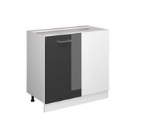 Meuble d'angle R-Line, 86cm sans PT, Anthracite Haute brillance, Blanc, Vicco