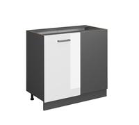Meuble d'angle R-Line, 86cm sans PT, Blanc Haute brillance, Anthracite, Vicco
