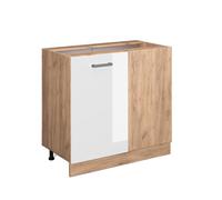 Vicco Meuble d'angle R-Line, Blanc Haute Brillance/Chêne de Force doré, 86 cm sans Plan de Travail
