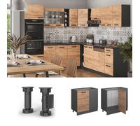 Meuble d'angle R-Line, 86cm sans PT, Chêne de force doré, Anthracite, Vicco