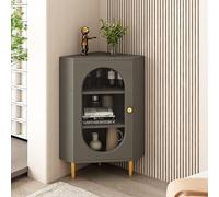 Meuble d'angle sur pied avec portes en verre, rangement multi-usages pour salle de bain, cuisine, salon, chambre à coucher, solution gain de place
