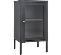 HUGO - Meuble d'appoint 1 Porte Vitrée en Métal Laqué Noir - Altobuy Noir
