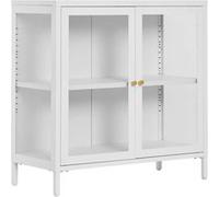 HUGO - Meuble d'appoint 2 Portes Vitrées en Métal Laqué Blanc - Altobuy Blanc