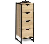 Meuble d'appoint 4 tiroirs DETROIT 30x30x80 cm chiffonnier pour entrée salle de bain design industriel Bois G