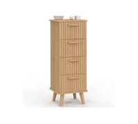 IDMarket - Meuble d'appoint 4 tiroirs Juliette 30x30x80 cm chiffonnier pour entrée Salle de Bain Effet Lattes tasseau Bois