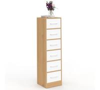 Meuble d'appoint 6 tiroirs UPPAH 30x30x110 cm chiffonnier pour entrée salle de b