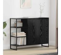 Meuble d'appoint Chêne Noir en Bois d'ingénierie 96,5 x 30 x 75 cm avec 2 Portes, Rangement modulable pour Salon, bibliothèque, décoration intérieure élégante
