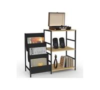 Meuble d'appoint, rangement avec étagères, supports vinyles et platine NEVIL design industriel