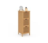 IDMarket - Meuble d'appoint salle de bain BEA 3 portes bambou 30 x 30 x 80 cm