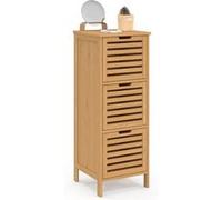 IDMarket - Meuble d'appoint salle de bain BEA 3 portes bambou 30 x 30 x 80 cm