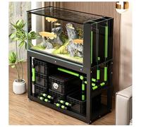 Meuble D'aquarium Robuste en Acier Au Carbone avec Zone De Trop-Plein Latéral Prédécoupée - Support Compatible avec Décanteur, Doté Pieds Réglables, Idéal pour Le Salon.(100x45x80cm)