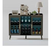Meuble de bar avec LEDS en MDF noir, avec range bouteilles et range verres,pour Salon,120x40x90cm,Scandinave -Moderne