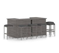 Meuble de Bar de Jardin 16 pcs et Coussins Résine Tressée Marron Patio vidaXL