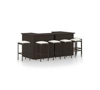 Vidaxl Ensemble De Bar De Jardin 8 Pcs Coussins Résine Tressée Marron