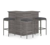 Meuble de bar de jardin - vidaXL - 4 pcs - Résine tressée - Gris - Coussins anthracite