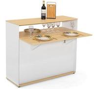 IDMarket Meuble de bar extensible VITO – Table 2 personnes blanc, plateau bois