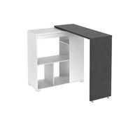 Meuble de bar pivotant avec rangements - Blanc et anthracite - SATURNE