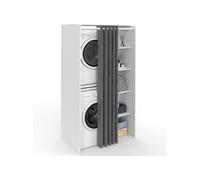 IDMarket - Meuble de buanderie Double Machine à Laver avec Rideau Coulissant Wallis Blanc