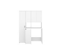 Meuble de buanderie multifonctionnel pour machine à laver - Panneaux de particules - Blanc - L134 x P62 x H190 cm