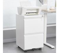 Meuble de bureau à roulettes, mobile, verrouillable, 2 tiroirs, organiseur de bureau, pré-monté, pour documents A4/letter, capacité de charge de 80 kg, rangement de bureau, 39 x 45 x 67,5 cm, blanc