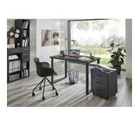 Meuble de bureau + caisson à 3 tiroirs coloris noir --