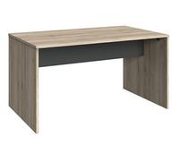 Meuble de bureau coloris Imitation chêne San Remo, rechampis graphite - longueur 140 x hauteur 72 x profondeur 40 cm--