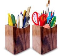 Meuble De Bureau En Bambou Avec 5 Compartiments Boîte De Rangement Avec Porte-Stylo Pour Stylos, Cosmétiques, Notes Post-It Organiseur De Bureau À Domicile