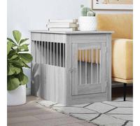 vidaXL Meuble de cage pour chiens Niche avec porte verrouillable Sonoma gris bois d'ingénierie
