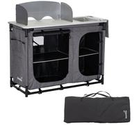 Skandika Cuisine de Camping Ruoka | Armoire de Camping avec Structure en alu, Pare-Vent Amovible, évier, Compartiments de Rangement, Sac de Transport | Cuisine de Camping d'extérieur, de Voyage
