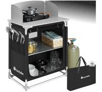 Meuble de camping - TECTAKE - Cuisine de camping pliable 2 compartiments, avec sac de transport, 76 x 53,5 x 107 cm - Noir