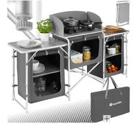 Meuble de camping - TECTAKE -Cuisine de camping pliable avec sac de transport 172 x 52 x 104 cm - Gris