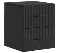 Meuble de chevet mural avec tiroir noir 34,5 x 33 x 40 cm | Bois d'ingénierie, montage mural, usage intérieur uniquement, 2 tiroirs, étagère inférieure, espace de rangement