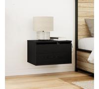 Meuble de chevet vidaXL avec LED monté au mur en chêne noir 50x36x30 cm