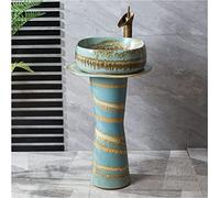 Meuble de coiffeuse avec lavabo, lavabo de salle de bain avec piédestal complet, lavabo cylindrique de salle de bain avec piédestal indépendant, avec socle, unité de lavabo sur pied dure et facile à